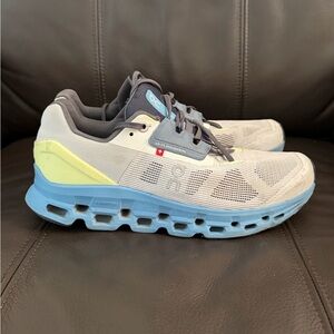 On Running Men's Cloudswift Sneakers in White, Light Blue & Pale Yellow
